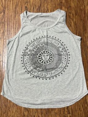 Woman's Tank Top "We live by the Sun; We feel by the Moon" Light Grey Size M/L